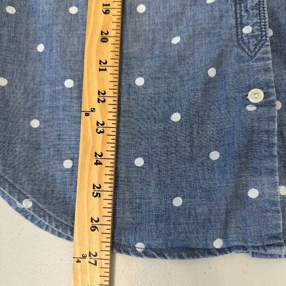 Gap 1969 Denim Boyfriend Shirt Blue Polka Dot Button up Cotton Size M - Picture 9 of 10